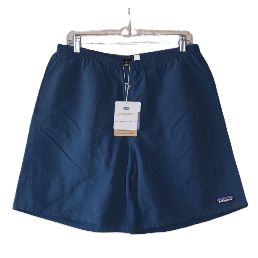 Patagonia Baggies Longs Mens Size M Navy Blue New 7 Inch Inseam Shorts